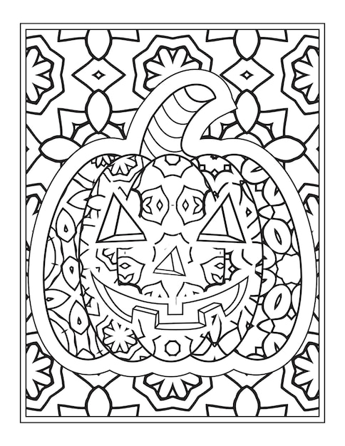 Halloween Pumpkin coloring vector illustration, Coloring Page