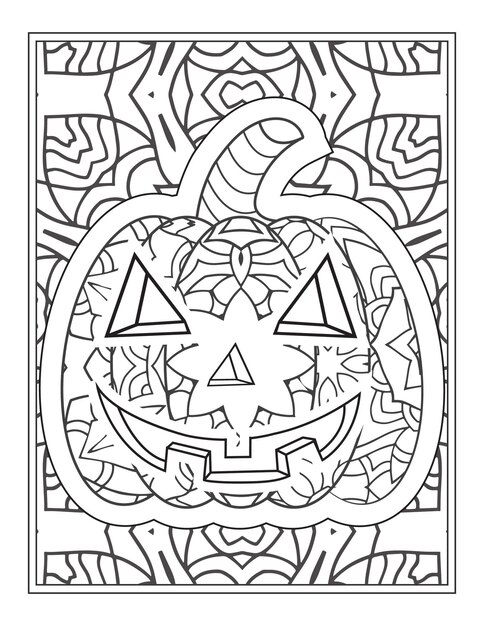 Halloween Pumpkin coloring vector illustration, Coloring Page