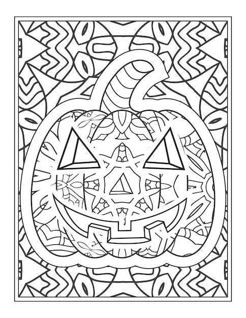 Halloween pumpkin coloring vector illustration, coloring page