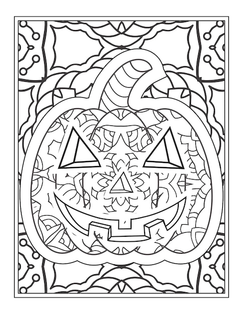 Halloween Pumpkin coloring vector illustration, Coloring Page