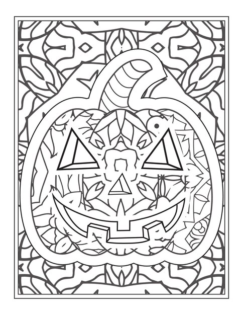 Halloween Pumpkin coloring vector illustration, Coloring Page