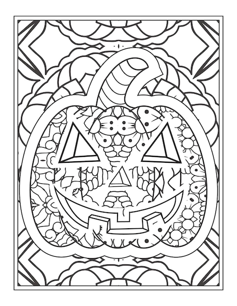 Halloween pumpkin coloring vector illustration, coloring page