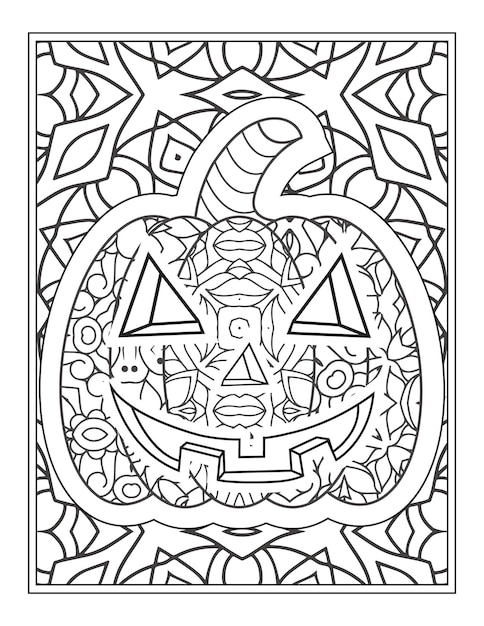 Halloween Pumpkin coloring vector illustration, Coloring Page