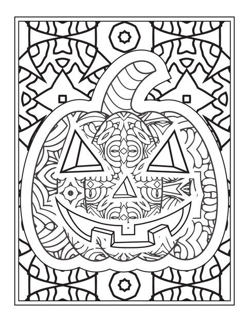 Halloween pumpkin coloring vector illustration, coloring page