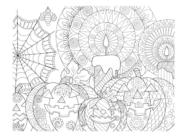 Vector halloween pumpkin coloring