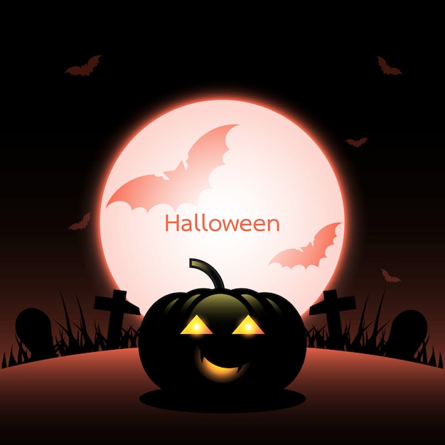 Halloween pumpkin created red moon background