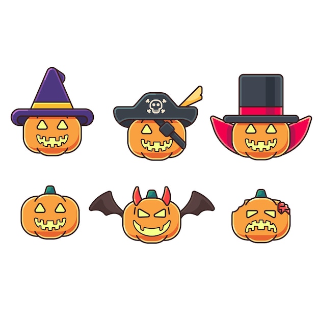 ベクトル ハロウィン かぼちゃ かわいい アイコン イラスト