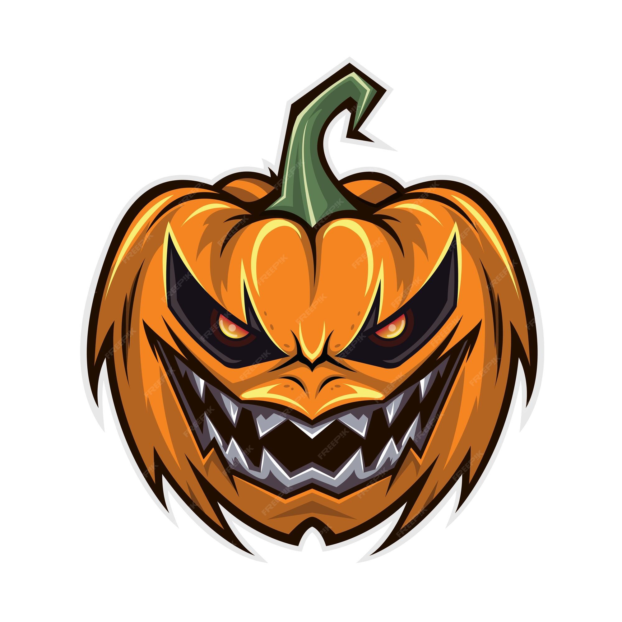 Pumpkin Cut Creepy Faces Set Stock Illustration - Download Image