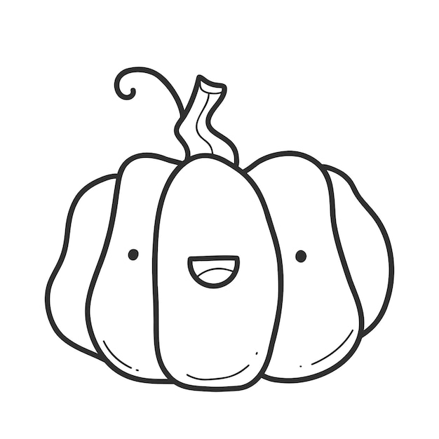 Vector halloween pumpkin doodle cute pumpkin character in a linear style vector isolated illustration