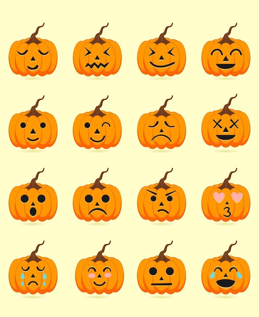 Halloween Pumpkin Emoji cute style