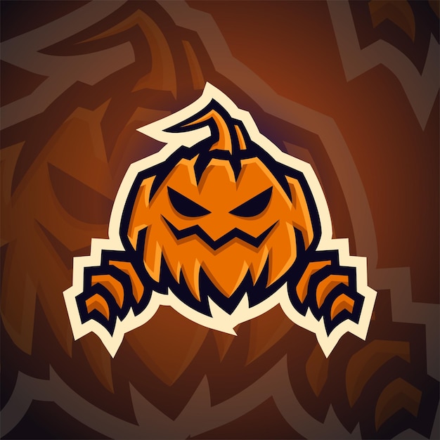 Logo di halloween pumpkin esport per l'illustrazione del logo della squadra di gioco o mascotte