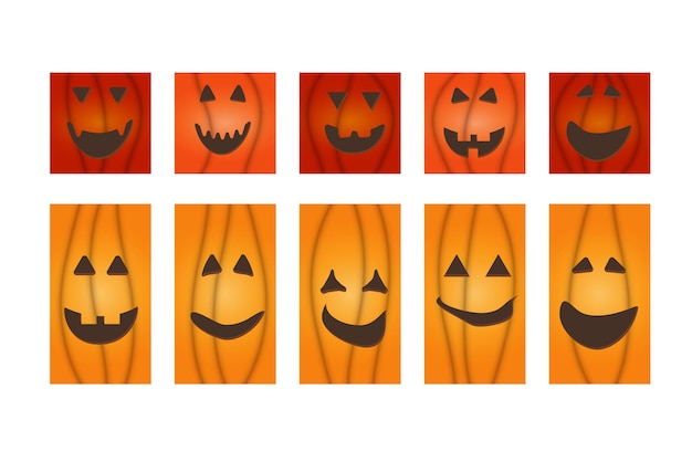 Halloween pumpkin face jackolantern greeting cards