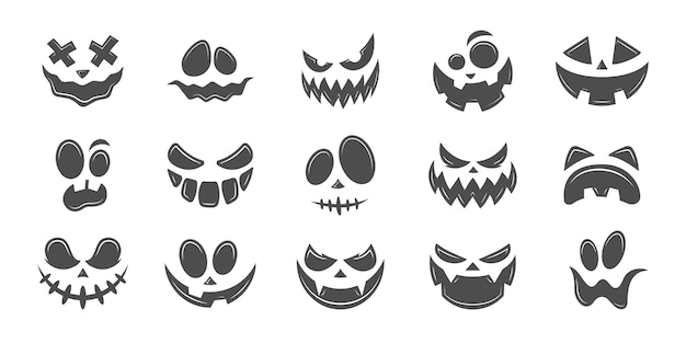 Vector halloween pumpkin faces