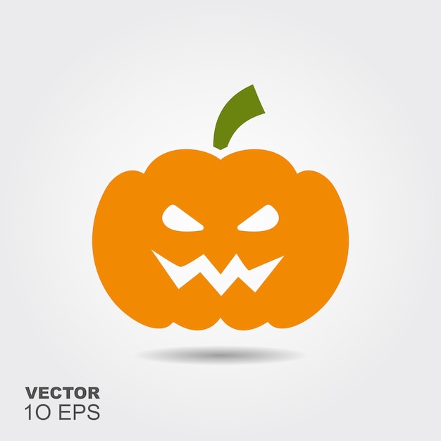 Halloween Pumpkin Flat silhouette icon with shadow