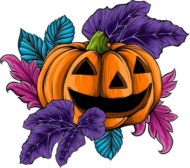 Halloween pumpkin in flat style vector illustration