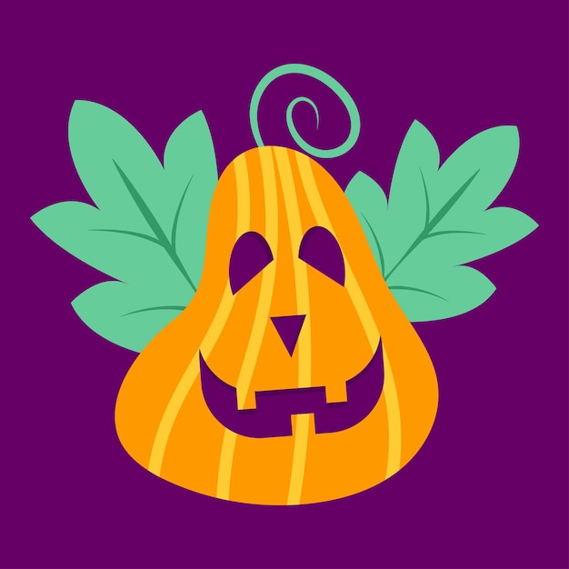 Halloween pumpkin Flat vector illustration