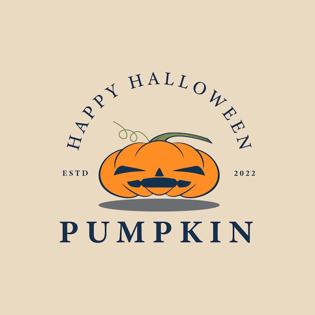 Halloween pumpkin fruit vintage logo vector illustration design