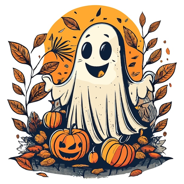 Halloween Pumpkin Ghost Vector