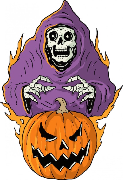 Vector halloween pumpkin and ghost