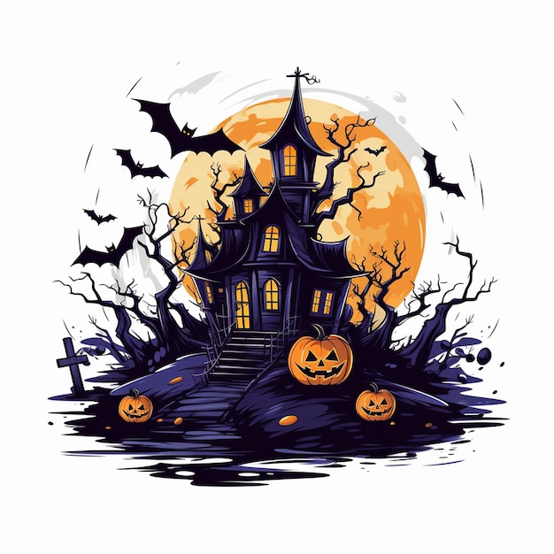 Vettore halloween pumpkin ghosts illustrazione di sfondo