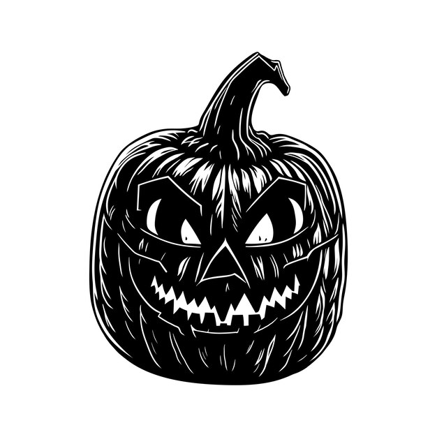 Halloween pumpkin hand drawn vector line art