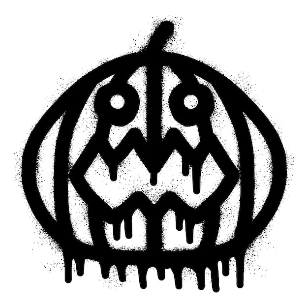 Halloween pumpkin head graffiti with black spray paint