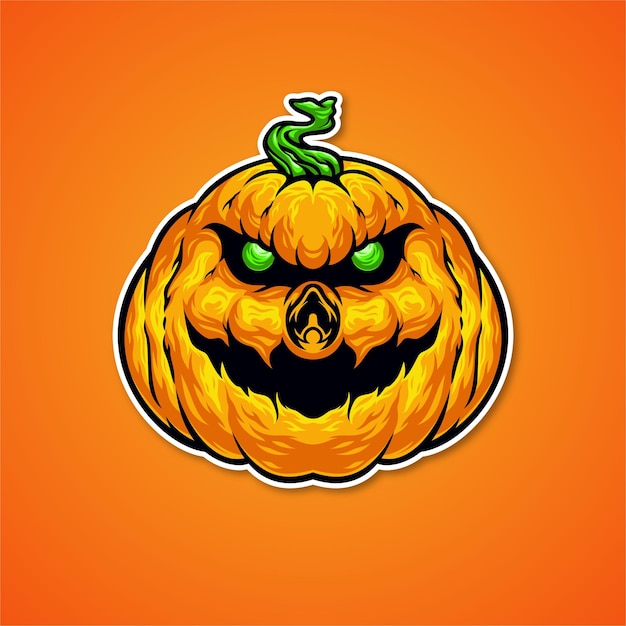 Halloween pumpkin head illustration premium vector