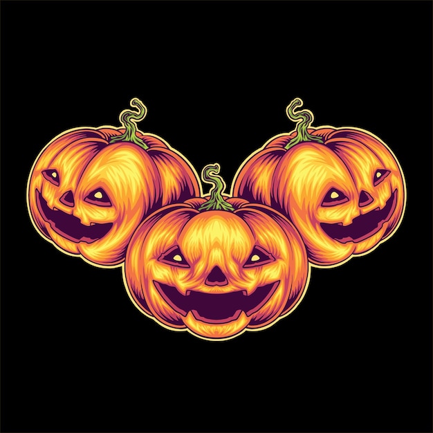 Halloween pumpkin head illustration