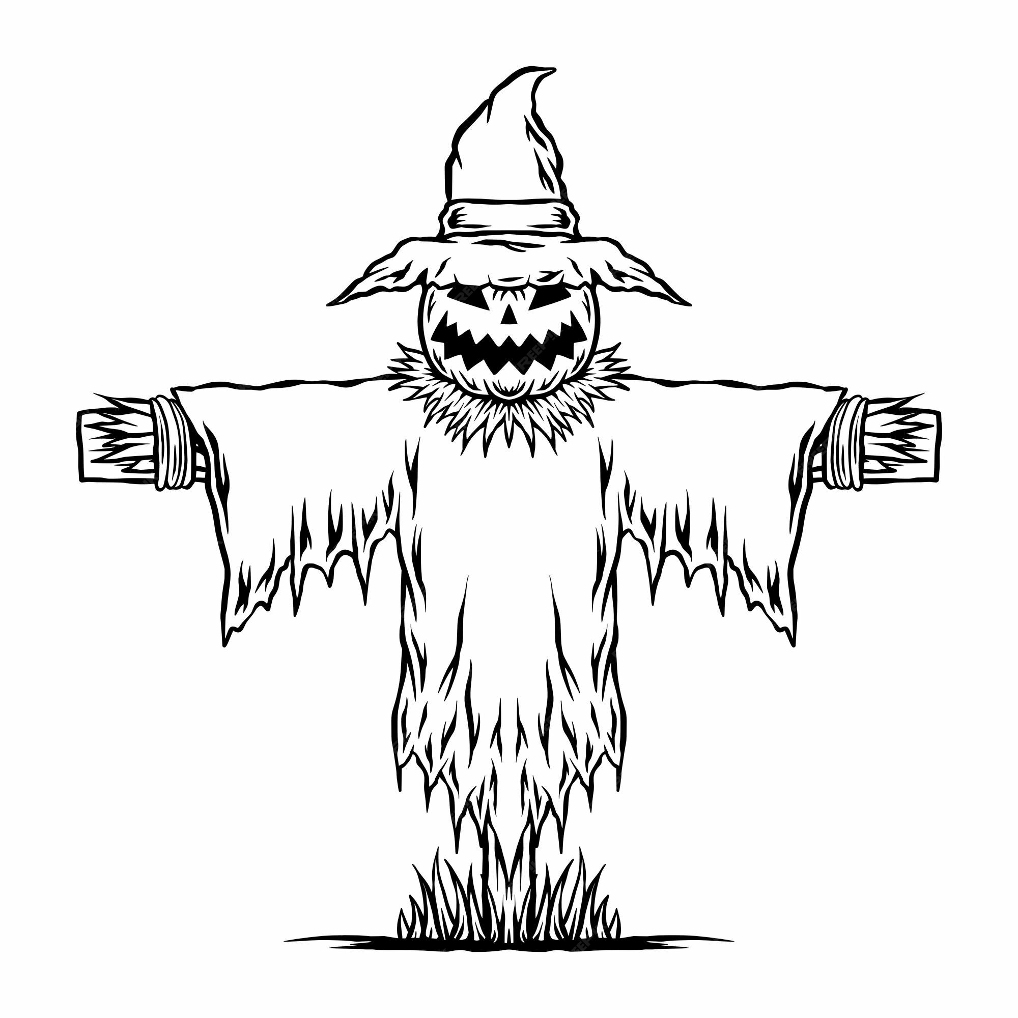Scary Scarecrow Drawing Images - Free Download on Freepik