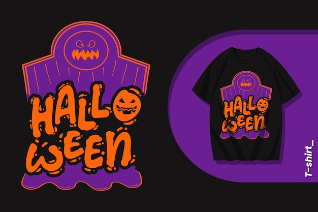 Vettore t-shirt e illustrazione stampata della lapide di halloween