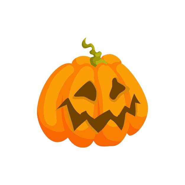 Halloween pumpkin icon in cartoon style on a white background