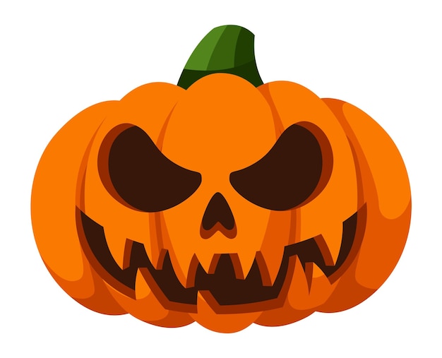 Halloween pumpkin icon Evil scary smile Horror symbol isolated on white background