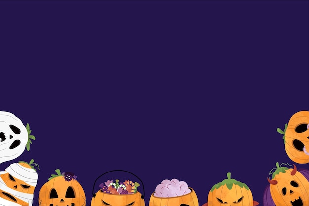 Halloween pumpkin illustration frame background