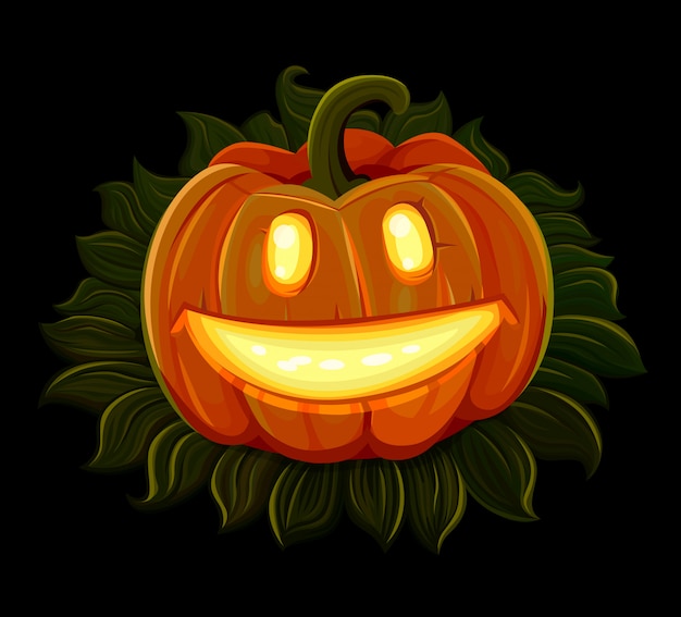 Vettore la zucca di halloween sta sorridendo