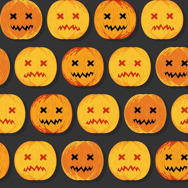 Halloween pumpkin jack o lantern vector seamless pattern Autumn seasonal holiday clip art hand painted halloween holiday isolated