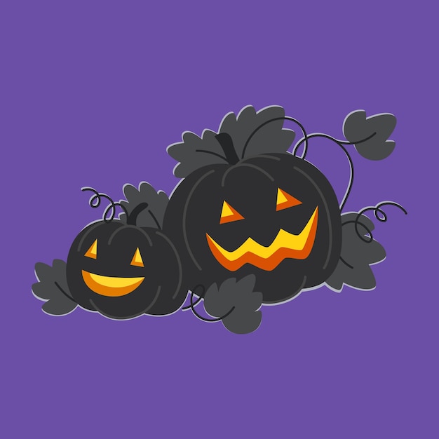 Halloween pumpkin lanterns for postcard or poster