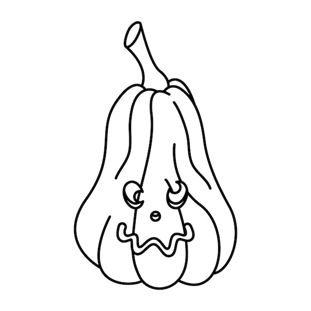 Vector halloween pumpkin monster face outline