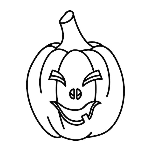 Halloween pumpkin monster face outline