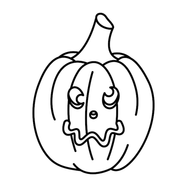Vettore contorno del viso del mostro della zucca di halloween