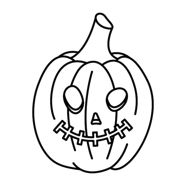 Halloween pumpkin monster face outline