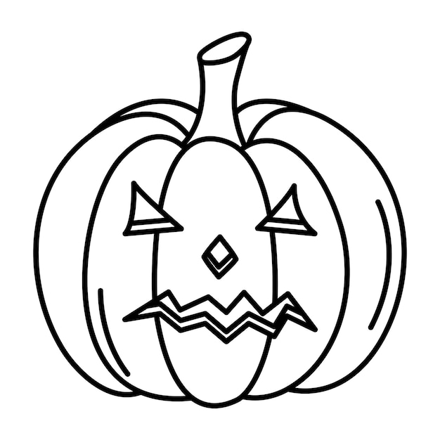 Vector halloween pumpkin monster face outline