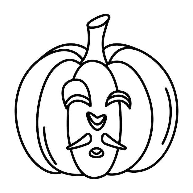 Halloween pumpkin monster face outline