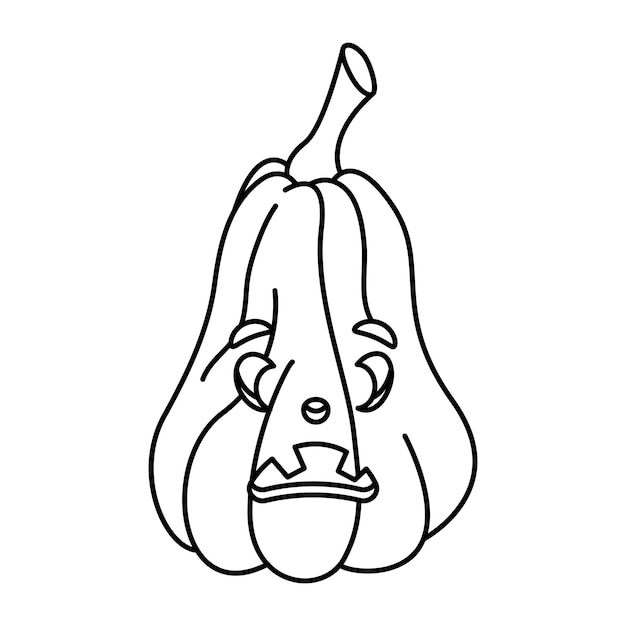 Vector halloween pumpkin monster face outline