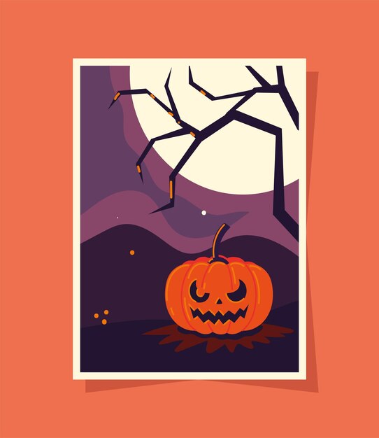 Halloween pumpkin and moon