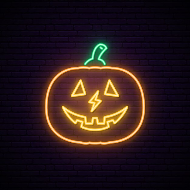 Insegna al neon della zucca di halloween.