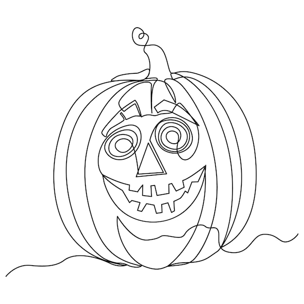 Vector halloween pumpkin one line art continuous line of halloween