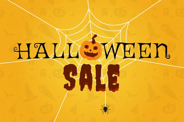 Vendita di zucca di halloween 50% di sconto sul concetto di sconto banner e illustrazione vettoriale di sfondo