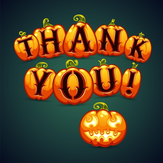 Vector halloween pumpkin says thank you