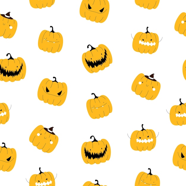 Halloween pumpkin seamless pattern on white background