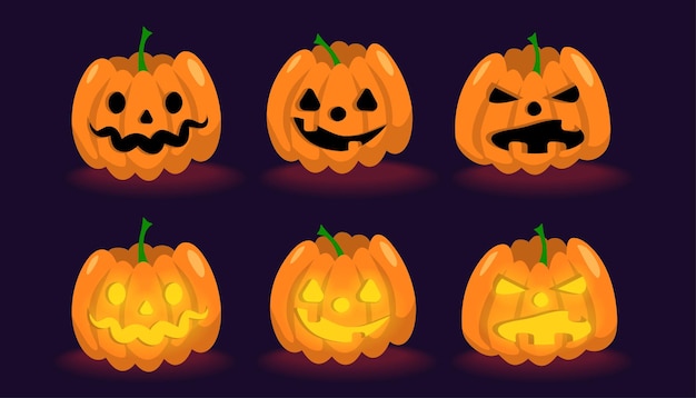 Halloween pumpkin set, available in regular and glowing versions